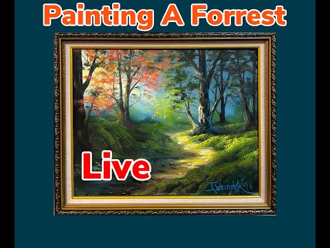 How To Paint A Forest Live | Oil Painting Demonstration | Paintings By Justin