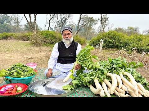 Mooli Palak Ki Sabzi Recipe | Reddish Spinach Vegetable Recipe | How To Make Mooli Palak | Farmhouse