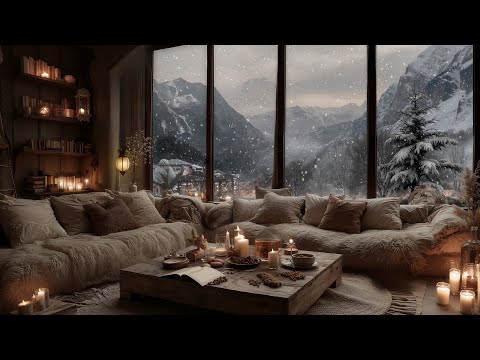 Deep Sleep in a Cozy Forest Cabin ❄️ Soft Piano & Snowfall for Relaxing