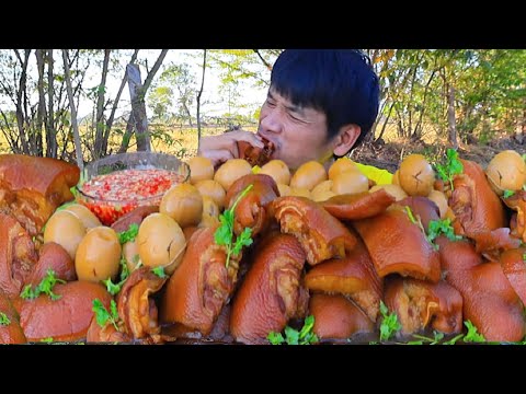 พะโล้หมูตุ๋นจิ้มซีฟู๊ดแกล้มผักสดแซ่บคักอีหลีครับพี่น้องMUKBANG EATING SHOW/โก้อีสานพาแดก