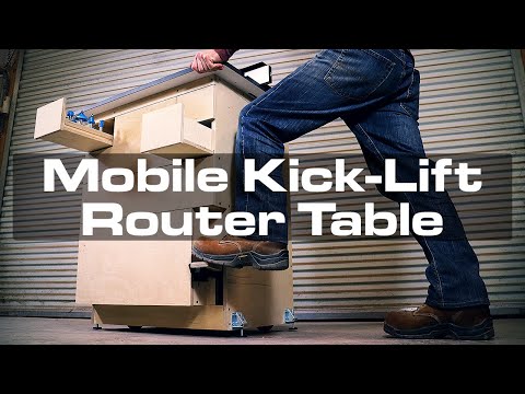 Mobile Router Table With Built-in, Kick-Lift Caster Mechanism