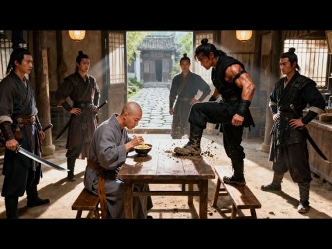 Kung fu film! A monk eating noodles at a noodle shop gets bullied, but he's a hidden top master!
