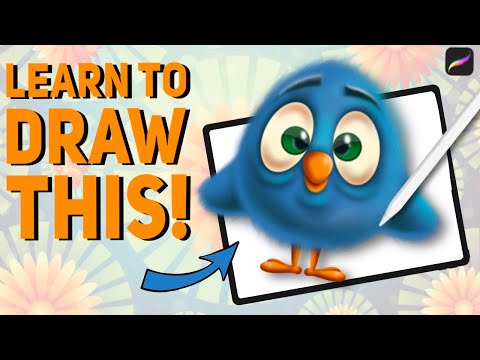 Let's Draw a Cartoon Bluebird: New Procreate Fur Brush Pack Tutorial!