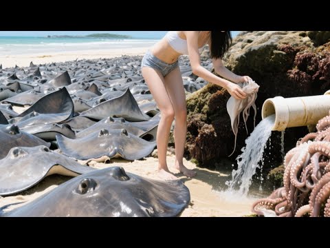 小章赶海遇 “风浪福利”！岸边大鱼扎堆，徒手抓得超过瘾，漂亮魔鬼鱼堆成小堆【赶海小章官方频道】