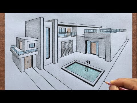 How to Draw a Bungalow in Two-Point Perspective Step by Step