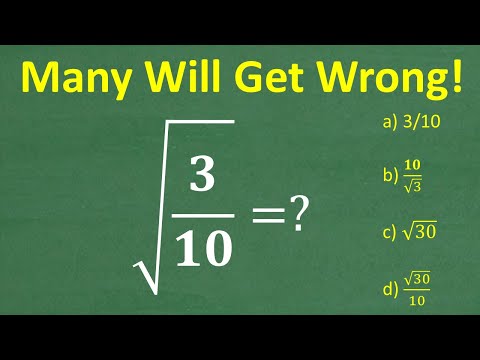 Square Root (3/10) = ? Many don’t know how to simplify the square root of a fraction!