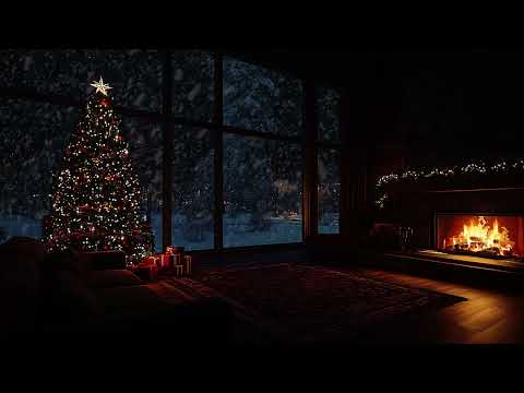 Calming Winter Snowfall & Fireplace Glow | Gentle Fire Crackles for Restful Sleep & Insomnia Relief
