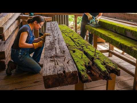 Incredible Process of Turning Old, Hard Train Sleepers into Unique Monolithic Furniture