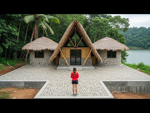 The talented woman built a castle of stones by the stream in 45 days | from start to finish