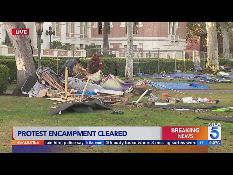 Pro-Palestinian protest encampment in center of USC campus cleared; no arrests reported