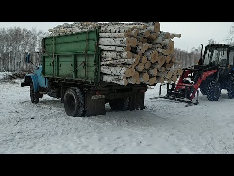 На УРАЛЕ вырвало ступицу. Едем в деляну за березой УРАЛ и ЗИЛ-130.