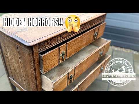 Full RESTORATION Very BROKEN Oak Drawers from 1920's