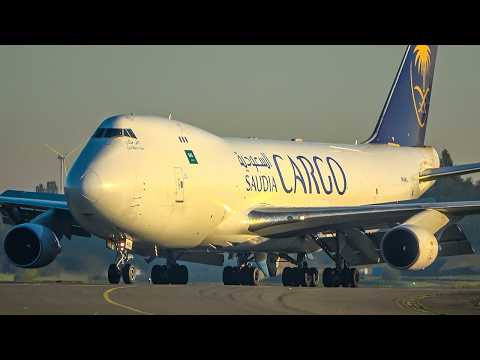 BOEING 747 DEPARTURES &amp; LANDINGS during SUNRISE - 60 Mins of Aviation at Liege ✈️