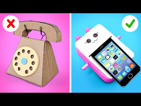 굉장한!😻 우리 엄마가 만든 DIY 전화 😻 골판지로 만든 저렴한 DIY 전화 해킹 123 GO Like!