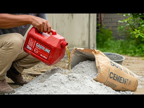 The secret of cement that many people don't know! Just mix it with gasoline and you won't believe it