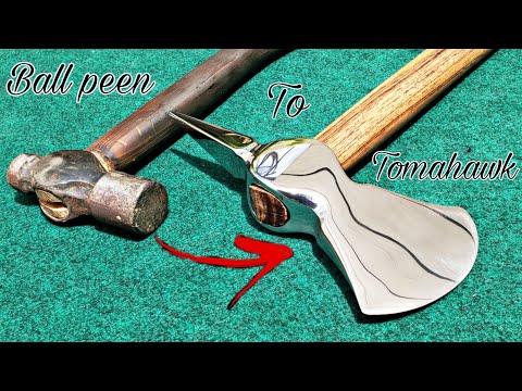 Axe making-forging tomahawk axe from ball peen hammer