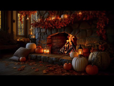 Autumn Cabin Fireplace 🕯️  Peaceful Fall Ambience for Relax, Sleep, Study