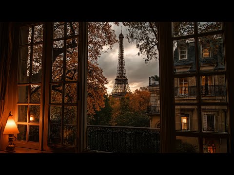 Relaxing Evening Fall Rain In Paris🍂🌧️Calm Rain Ambience For Reading, Sleeping, Etc.