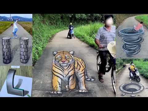 Funny 3D Street Art Drawing With Charcoal, Amazing Optical Illusion