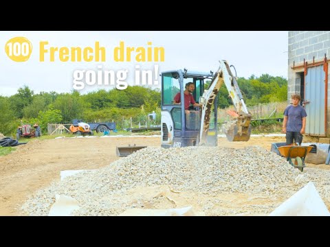 Installing the First French Drain at the Old Barn! | #100