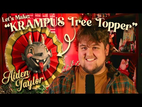 Making A KRAMPUS Tree Topper!! 🐐 [Let's Make Folk Art]