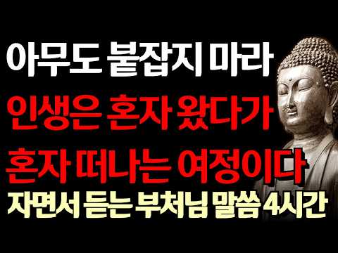 붙잡지 마라, 어차피 인생은 혼자 왔다 혼자 가는 여정이다 I 노후에 혼자가 되어야 하는 이유 I 고독을 즐겨라 I 자면서 듣는 부처님 말씀 4시간 l 지혜 I 오디오북 I 철학