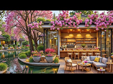 Spring Coffee Shop Ambience For Work, Study - Relaxing Smooth Jazz Music For Stress Relief
