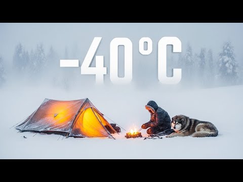 Solo Winter Camping in a -40°C Blizzard | Survival with Dogs