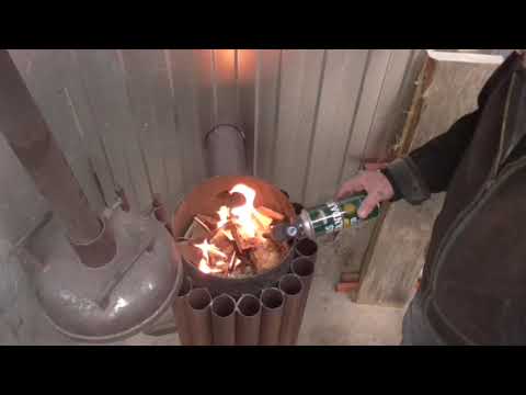 ОБЗОР САМОДЕЛЬНОЙ  ПЕЧИ БУБОФОНЯ 10 часов горения с одной загрузки
