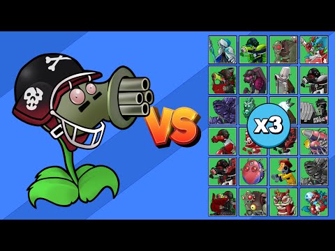 GUISANTRALLADORA ZOMBI vs TODOS LOS ZOMBIS X3 | PvZ Fusion DLC