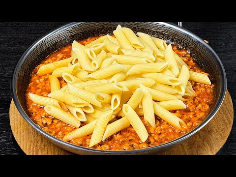 Traditional family recipe. Incredibly delicious and quick dinner penne pasta with tomatoes