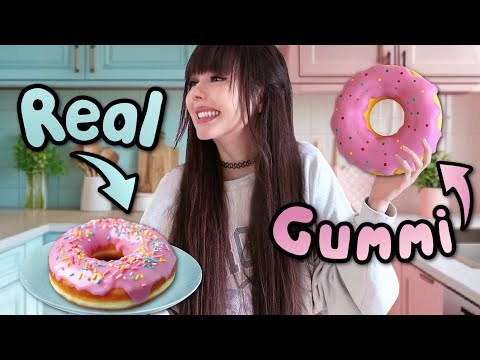 GUMMI vs. REAL 🍩 Wer bekommt das Gummi-Essen?!