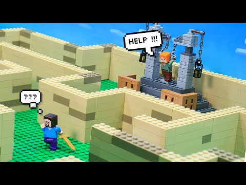 Alex & Steve : Adventure Escape The Giant MAZE IRL - LEGO Minecraft Animation