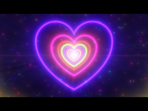 Neon Lights Love Heart Tunnel and Romantic Abstract Glow Particles 4K Moving Wallpaper Background