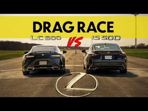 2022 Lexus IS500 vs Lexus LC500, same engine, same result? Drag and Roll Race.