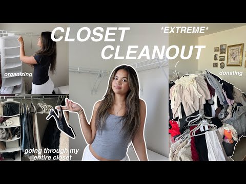 HUGE CLOSET CLEANOUT👚 decluttering & organizing my entire closet