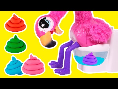 Cuida al FLAMENCO que hace POPÓ Arcoíris 🦩🌈💩 Videos Para Niños