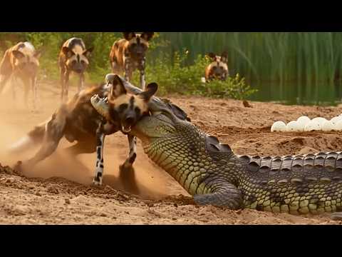 Mother Croco Snaps On a Wild Dog For Stealing its Eggs