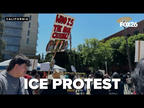 Protesters gather over ICE raids in California