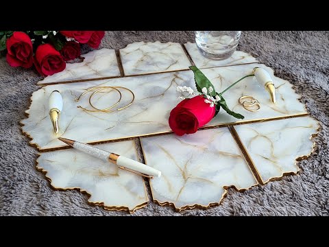 #970 See How I Achieved This Amazing Marble Look In My Huge Geode Shaped Resin Coaster And Tray Set
