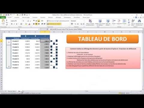 Excel - Tableau de Bord  avec  Barre Défilement  et Bouton Option (Module 1)