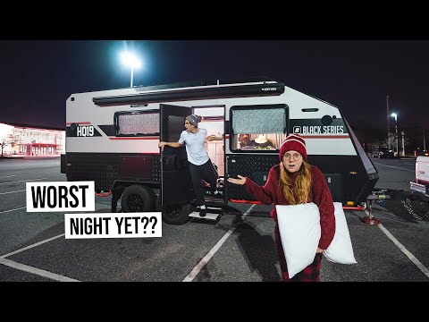 First Time RV Camping at a Rest Stop Parking Lot! - Electrical Issues And a Horrible Nights Sleep π