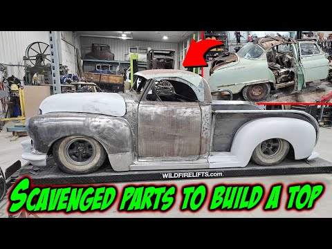 Recycling parts to build a top for our GMC roadster pickup.