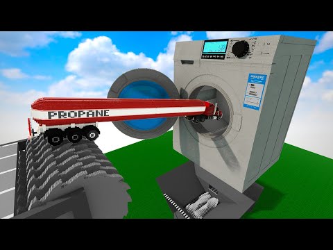 Cars Falling Through Giant Washing Machine Into Shredder Factory | Teardown
