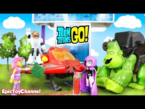 TEEN TITANS GO! Ultimate Prank on Robin with Stafire and Raven and Batman a Teen Titans Go Toy Video