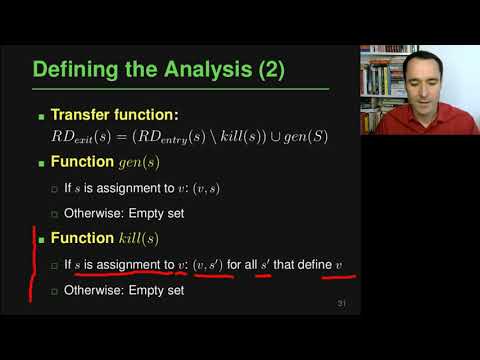 Lecture "Data Flow Analysis (Part 3, More Examples)" of "Program Analysis"