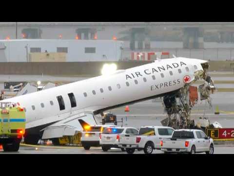 LIVE: Aftermath of Air Canada plane crash at LaGuardia airport in New York City