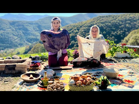 Beef Liver and Rice Wrapped in Lamb Caul Fat Grilled | Traditional Village Cooking