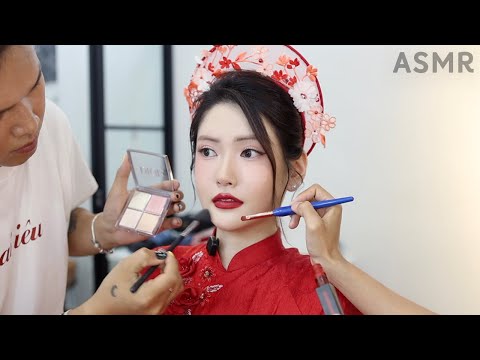 🇻🇳메이크업샵 ASMR 미스 베트남 메이크업 아티스트님께 전통 웨딩 메이크업 받아봤어요! (Part.2)