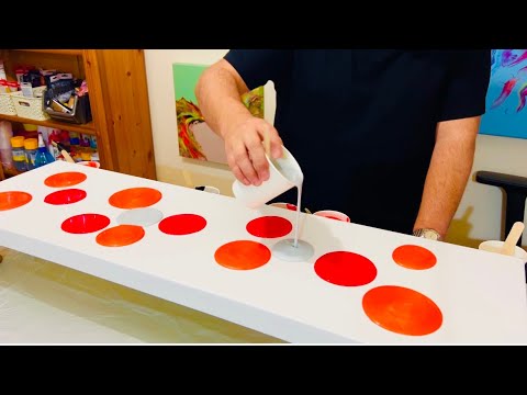 HOT like LAVA with BLOCK Color + LACING! Wow!!! Puddle Pour - Acrylic Pouring